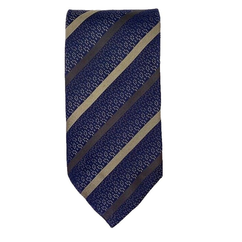 Lamberti Tie Silk Made in Italy Blue Stripe Mens‎